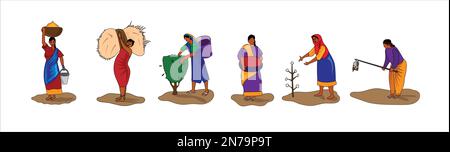 Indianerfrau arbeitet Vektordarstellung Stock Vektor