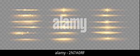 Set von glänzenden Funkeln und Fackeln. Leuchtende Lichter auf transparentem Hintergrund isoliert. Vektorgrafik Stock Vektor