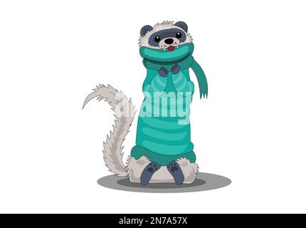 Der Cartoon des Frettchen trägt Winterkleidung Vector Pro Vector Stock Vektor