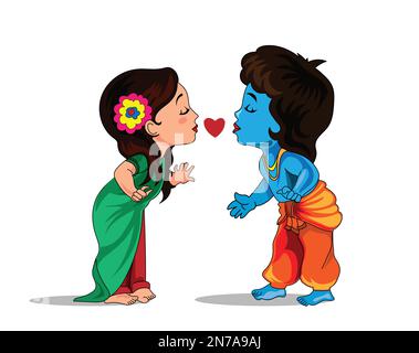 Radha Krishna-Vektordarstellung auf isoliertem Hintergrund Stock Vektor