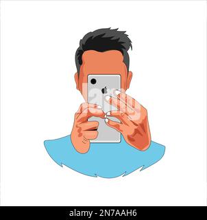 Ein Mann mit einem Telefonvektorbild Stock Vektor