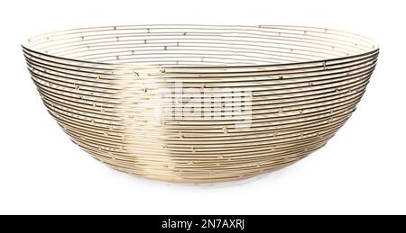Glänzende, elegante Metallschale isoliert auf Weiß Stockfoto