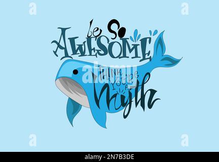 T-Shirt Design Fisch und Text, Illustration Stock Vektor