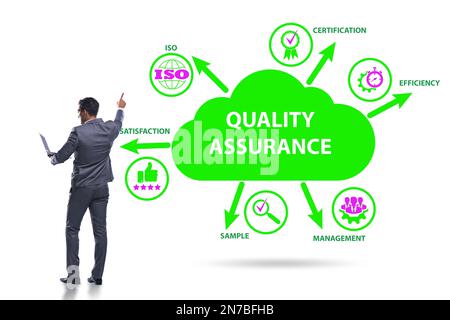 Geschäftsmann im Qualitätssicherungskonzept Stockfoto