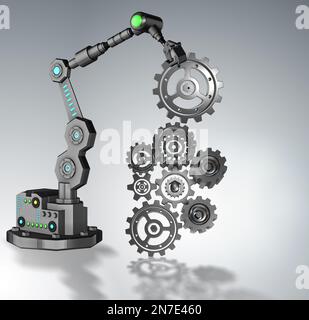Der Roboter Zahnräder in Verbindung Stockfoto