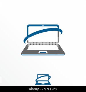 Einfacher Laptop und Schneiden Haltebild Grafiksymbol Logo Design abstraktes Konzept Vektormaterial. Kann als Symbol für Technik oder Computer verwendet werden. Stock Vektor