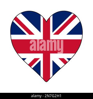 Britische Herzform-Flagge. Ich Liebe Großbritannien. Besuchen Sie Großbritannien. Nordeuropa. Europa. Europäische Union. Grafische Beschreibung Der Vektordarstellung Stock Vektor