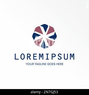 Einfaches und einzigartiges achteckiges Design mit geschliffenem Kreis Grafik-Symbol Logo abstraktes Konzept Vektormaterial. Kann als Symbol im Zusammenhang mit Kunst verwendet werden. Stock Vektor