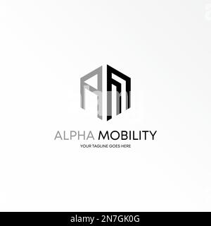 Buchstabe oder Wort AM-Schriftart in Hexagon Line Bild Grafiksymbol Logo Design abstraktes Konzept Vektormaterial. Wird als Symbol im Zusammenhang mit Initialen oder Monogrammen verwendet Stock Vektor