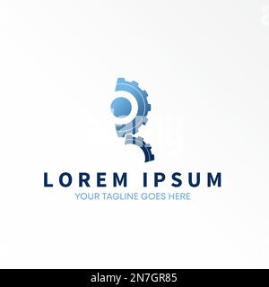 Doppelzahnrad wie Letter oder Word R Schriftart Grafik Symbol Logo Design abstraktes Konzept Vektormaterial. Symbol für Erstinspektion oder Mechanik. Stock Vektor