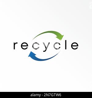 RECYCELTE Schrift für Letter oder Schrift mit Schrägpfeil Bildsymbol Logo Design abstraktes Konzept Vektormaterial. Symbol für die Wiederverwendung von Wortmarken Stock Vektor