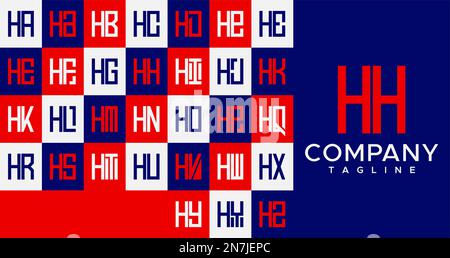 Einfaches, quadratisches H-Logo-Design mit Linien. Abstrakte Box Logo-Vektor mit HH H-Buchstaben. Stock Vektor