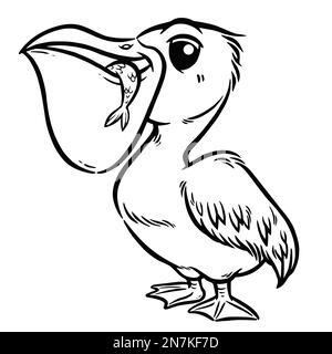 Vektordarstellung des Cartoon Pelican - Malbuch für Kinder Stock Vektor