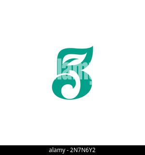 B Blattlogo einfaches Design. B ursprüngliches Naturdesign Stock Vektor
