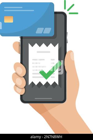 Symbol für „Bezahlen mit Kreditkarte“ im flachen Stil. Vektordarstellung der elektronischen Brieftasche auf isoliertem Hintergrund. Mobile Banking signiert Geschäftskonzept. Stock Vektor