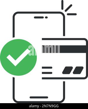 Symbol für „Bezahlen mit Kreditkarte“ im flachen Stil. Vektordarstellung der elektronischen Brieftasche auf isoliertem Hintergrund. Mobile Banking signiert Geschäftskonzept. Stock Vektor