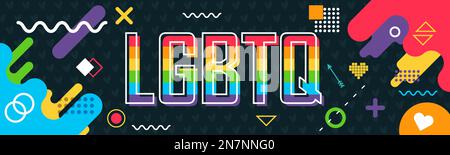 Stolz-Day-Design mit modernem abstraktem Hintergrund. Bunte Rainbow LGBTQ-Rechte. Lesben, Schwule, Bisexuelle, Transgender, Schwule. LGBTQ-Flaggenfarben. Stock Vektor