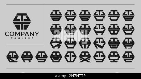 Modernes Design mit sechseckigem T-Logo. Logo-Vektor des TT T-Buchstabens. Stock Vektor