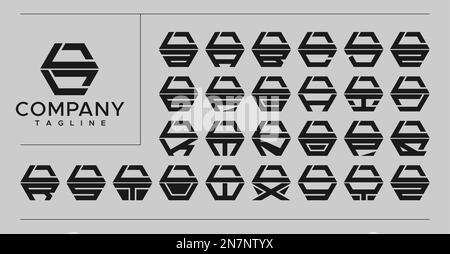 Modernes Design mit sechseckigem L-Logo. Grafik-Set mit Technologie-L-Buchstaben. Stock Vektor