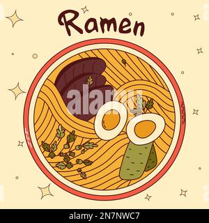 Traditionelles japanisches Essen. Asiatischer Ramen. Vektorillistration Stock Vektor