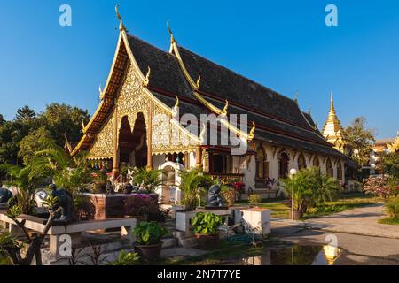 Phra Chedi und Phra Wihan von Wat Chiang man in Chiang Mai, Thailand Stockfoto