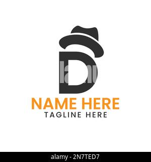 Letter D Herren hat Logo-Design-Konzept mit Cowboy hat Icon Template Stock Vektor