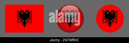 Kollektionsvektor für albanisches Flaggenset Stock Vektor