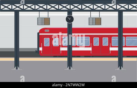 Eine U-Bahn-Personenbahn am Bahnhof Stock Vektor