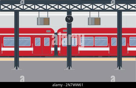 Eine U-Bahn-Personenbahn am Bahnhof Stock Vektor