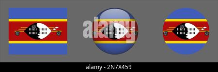 Eswatini Flag Set Collection Vector Stock Vektor