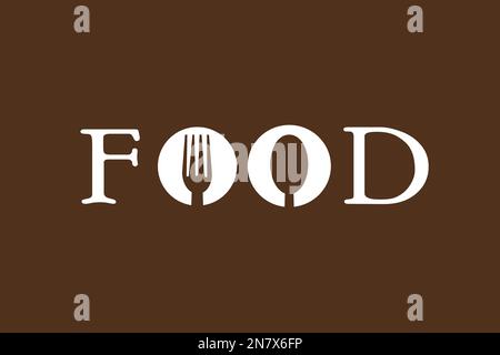 Ein Food-Logo mit Gabel und Löffel als Hintergrund für Fast Food-Restaurants Stock Vektor