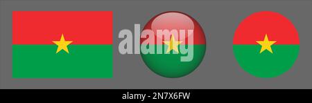 Burkina Faso Flag Set Kollektionsvektor Stock Vektor