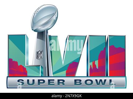 Vector-Logo des Finalspiels der Playoffs der National Football League Super Bowl LVII. Stockfoto