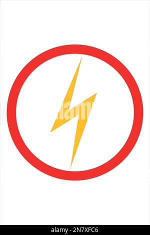 Symbol für elektrische Spannung in rotem Warnkreis Stock Vektor