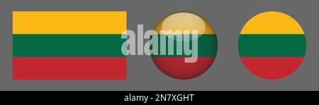 Litauen Flag Set Collection Vector Stock Vektor