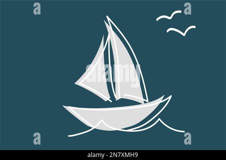 Ein Yachtschiff, ein Vektorsymbol im Hintergrund Stock Vektor