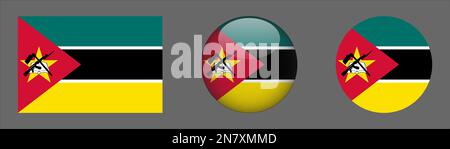 Mosambik Flag Set Collection Vector Stock Vektor