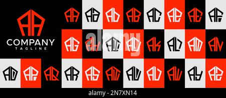 Abstrakter pentagon-Brief Ein Logo-Design-Vektor. Linienpolygon AA-A-Logo. Stock Vektor