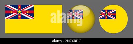 Niue Flag Set Collection Vector Stock Vektor