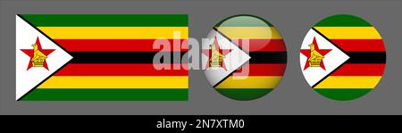Zimbabwe Flag Set Collection Vector Stock Vektor