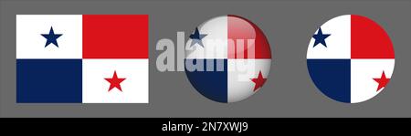Panama Flag Set Kollektionsvektor Stock Vektor