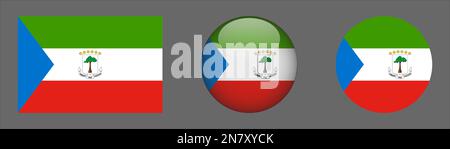 Äquatorialguinea-Flaggenset-Sammelvektor Stock Vektor