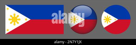 Philippinische Flaggenset-Kollektion Vektor Stock Vektor