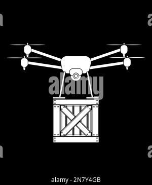 Eine Holzkiste Frachtschachtel Postdrohnenpakete Stock Vektor