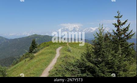 Croix des Frettes et Croix de Fer Trail, aravis Mountain, französische alpen, La Giettaz, frankreich Stockfoto