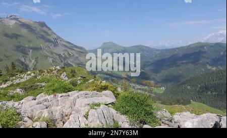 Croix des Frettes et Croix de Fer Trail, aravis Mountain, französische alpen, La Giettaz, frankreich Stockfoto