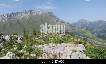 Croix des Frettes et Croix de Fer Trail, aravis Mountain, französische alpen, La Giettaz, frankreich Stockfoto