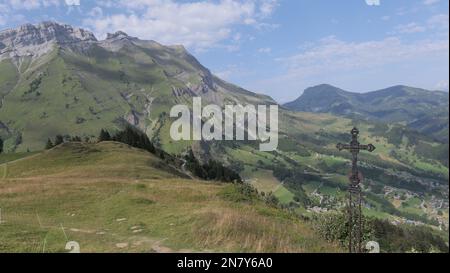 Croix des Frettes et Croix de Fer Trail, aravis Mountain, französische alpen, La Giettaz, frankreich Stockfoto