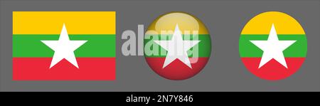 Myanmar Flag Set Collection Vector Stock Vektor