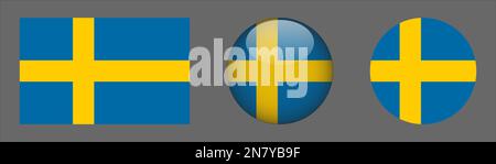 Schweden Flaggenset Collection Vector Stock Vektor